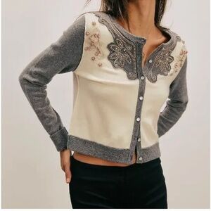 We The Free Loui Embellished Cashmere Cardigan Sweater
